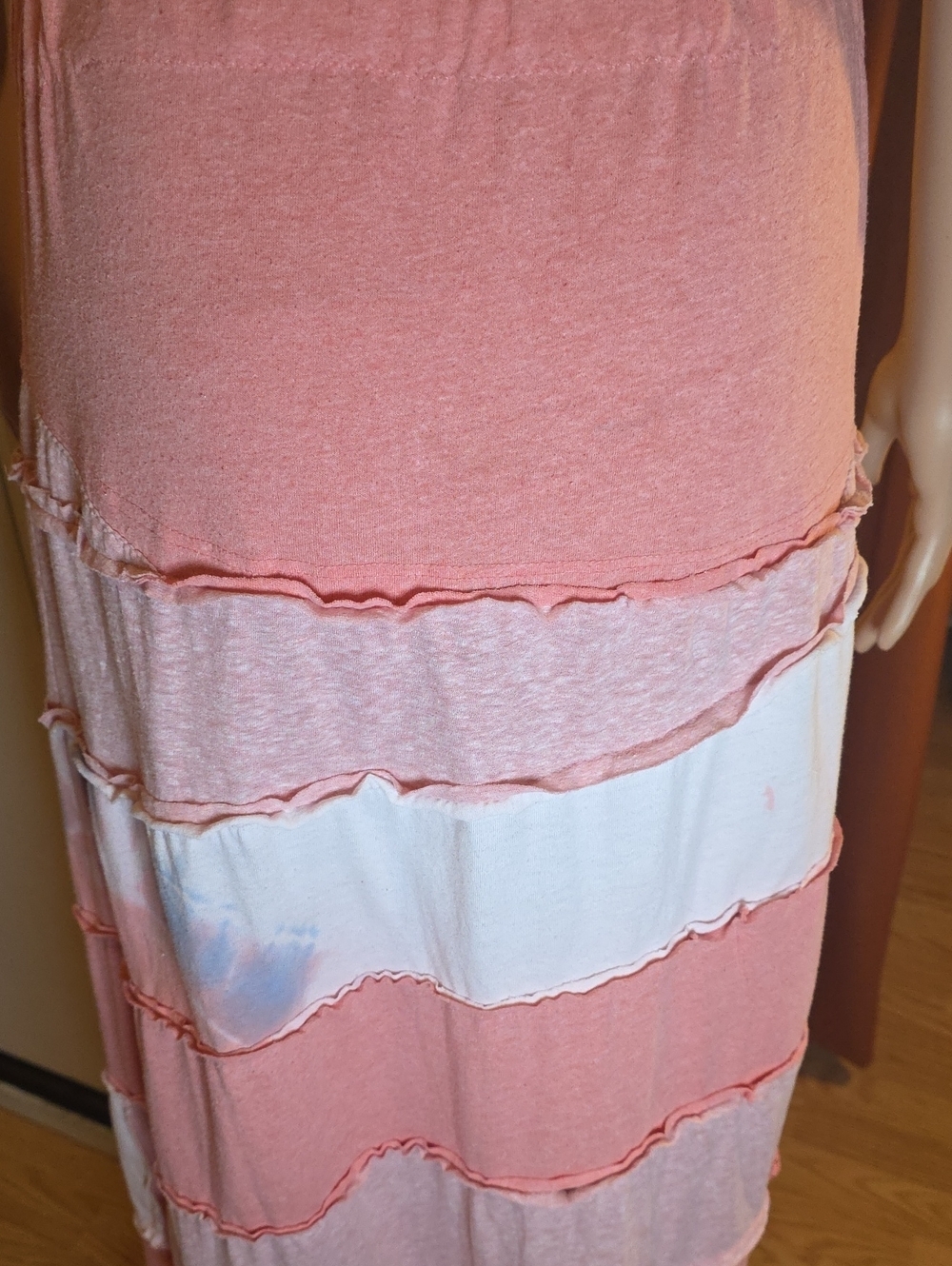 Multiple Threads Upcycled Boho Patchwork Maxi Skirt Pink Lace Rare find - Picture 10 of 13